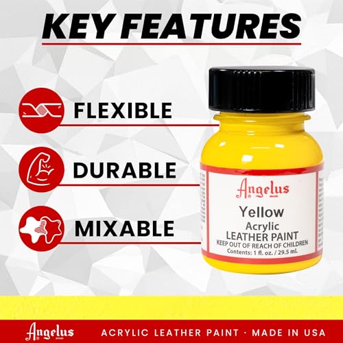Angelus Acrylic Leather Paint, Yellow, 1 oz. - Image 2