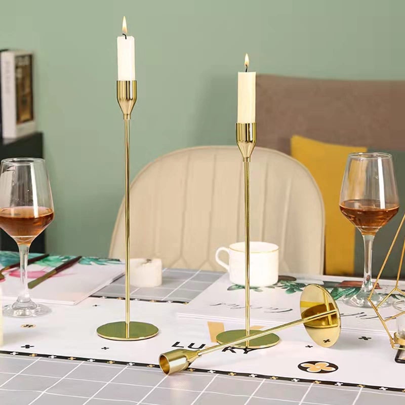 SHDSL Gold Taper Candle Holders, Set of 6 Gold Candlestick Holders Taper Candle Holders fits 3/4" Thick Pillar Candle Led Modern Metal Candles, Elegant Stands Decorative Table Candle Holder - Image 5