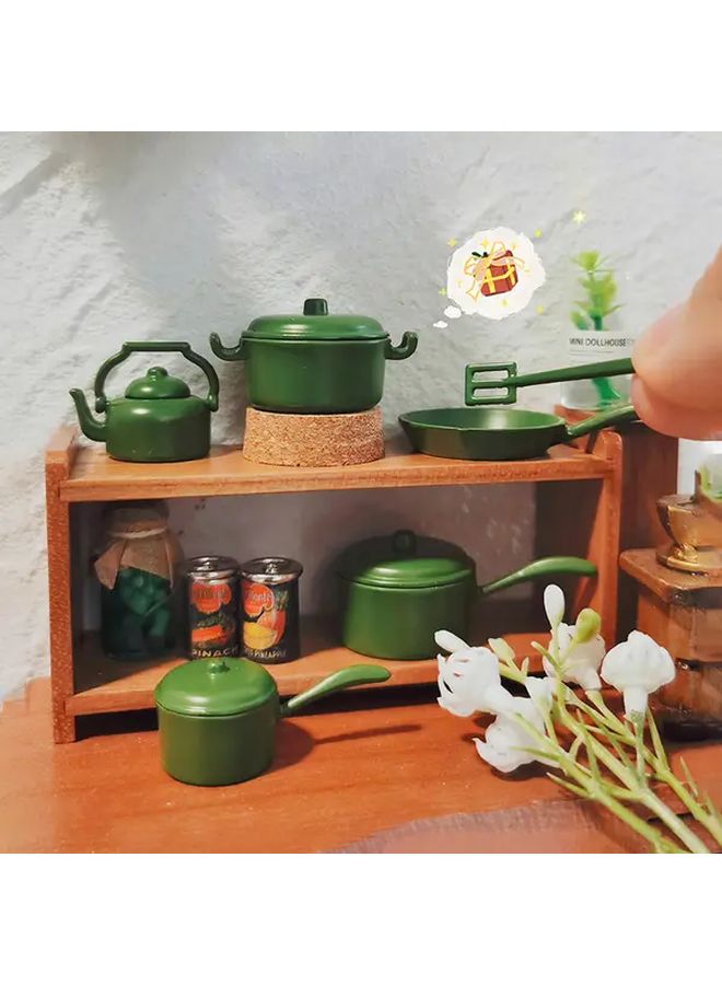 Yellow Miniature Kitchen Cookware Set Mini Frying Pan Kettle Props Gift - Image 2