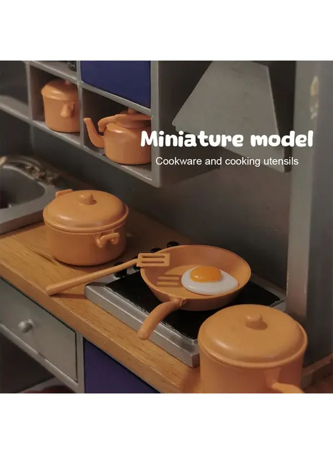Yellow Miniature Kitchen Cookware Set Mini Frying Pan Kettle Props Gift - Image 5