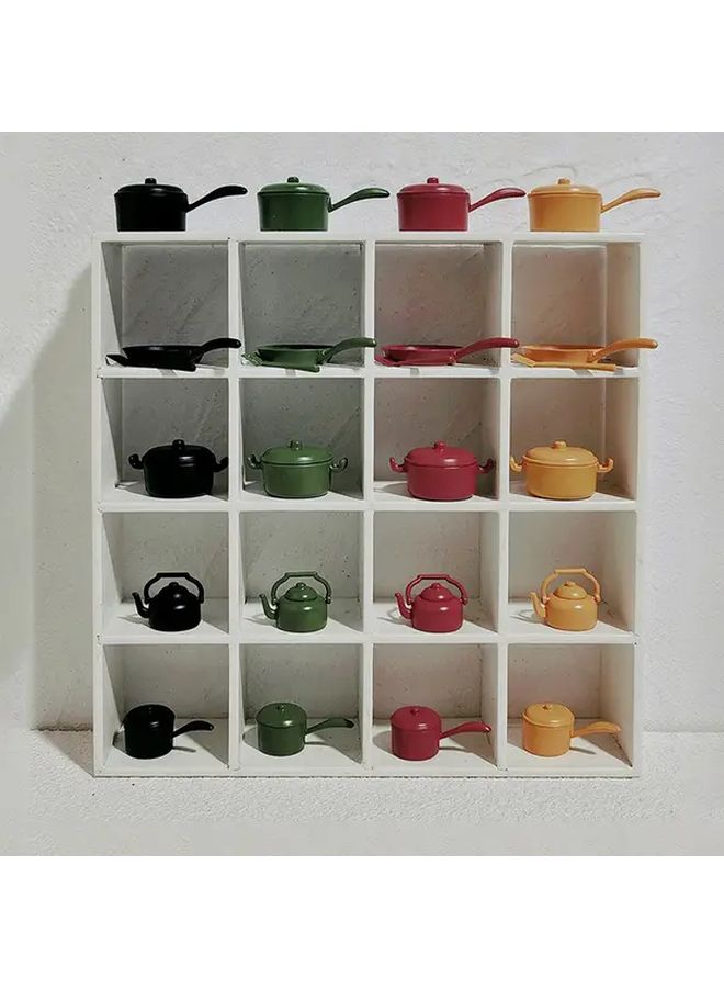 Yellow Miniature Kitchen Cookware Set Mini Frying Pan Kettle Props Gift - Image 1