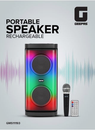 Rechargeable Portable Speaker| RGB Light, USB Input, TF, TWS, FM Radio, VHF Microphone, Bluetooth| 20000 W PMPO Speakers Unit, with Remote Control | Perfect for Parties, Events, Home Entertainment| 2 Years Warranty GMS11193 Black - pzsku/Z954C33C1DB395EE3B739Z/45/1743232595/87619524-e5bc-4030-b6c5-57bc6432db67