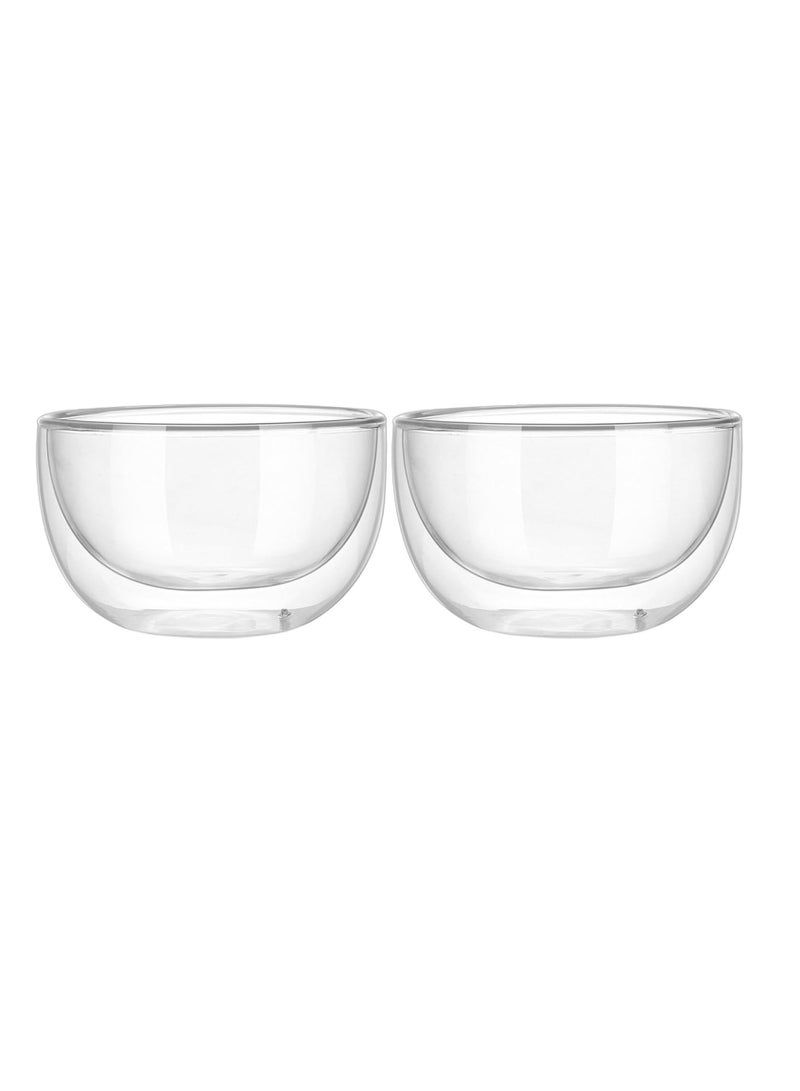 Loquat 2 Pack Double-Walled Glass Salad Bowls, Clear Insulated Serving Utensils for Coffee, Tea, Ice Cream - Image 3