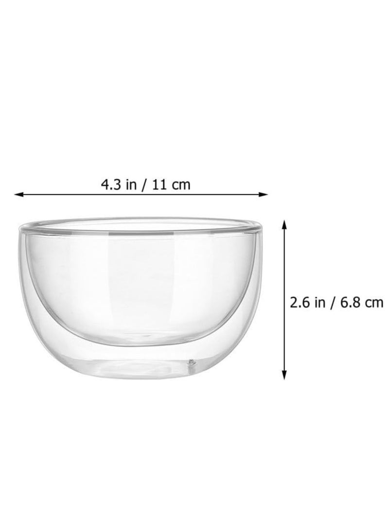 Loquat 2 Pack Double-Walled Glass Salad Bowls, Clear Insulated Serving Utensils for Coffee, Tea, Ice Cream - Image 2