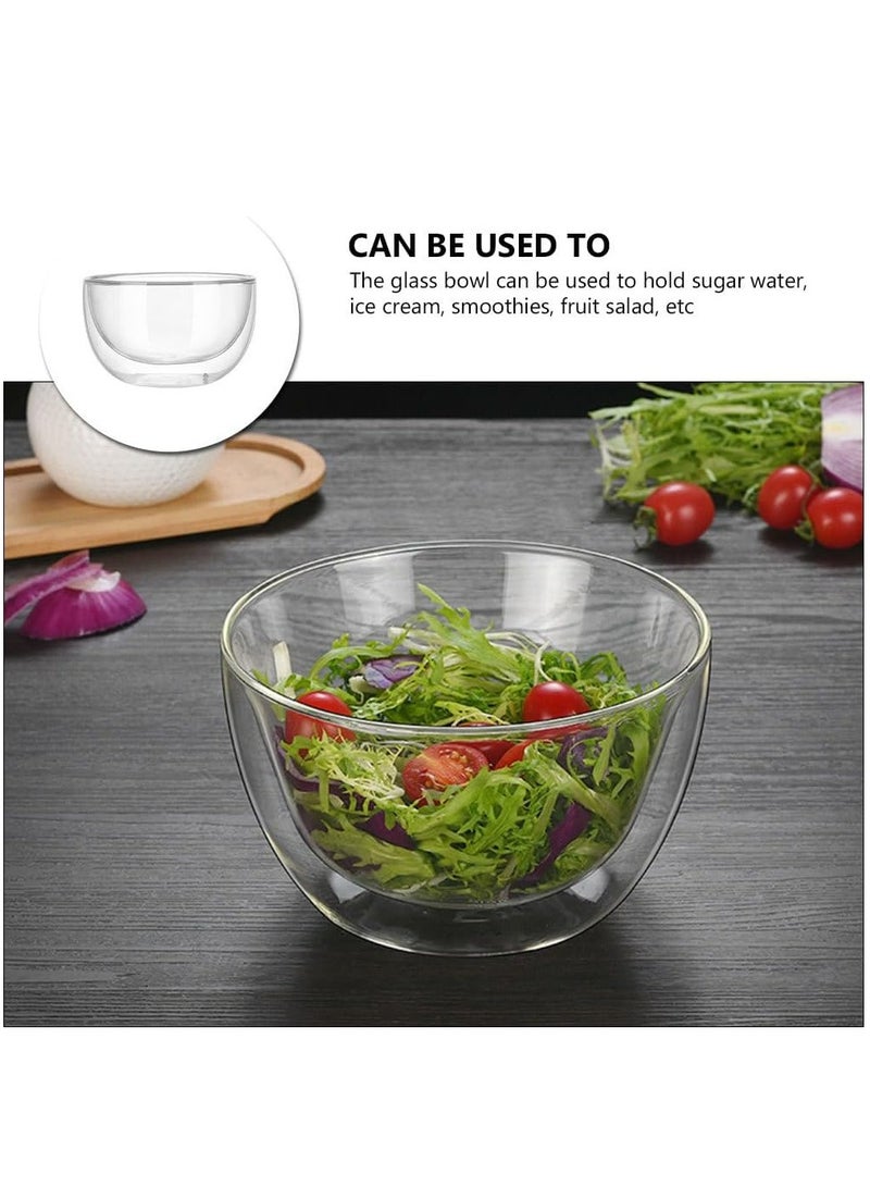Loquat 2 Pack Double-Walled Glass Salad Bowls, Clear Insulated Serving Utensils for Coffee, Tea, Ice Cream - Image 5