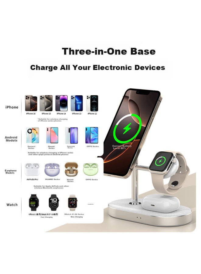 Gdgo Qi2 Certified 3-in-1 Wireless Charger Stand 15w Fast Charging Magsafe Magnetic Suction S10/s9/8 Fast Charge Compatible With Apple 16 Pro Max Phone Watch Earphones - Image 5