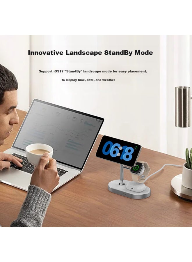 Gdgo Qi2 Certified 3-in-1 Wireless Charger Stand 15w Fast Charging Magsafe Magnetic Suction S10/s9/8 Fast Charge Compatible With Apple 16 Pro Max Phone Watch Earphones - Image 4