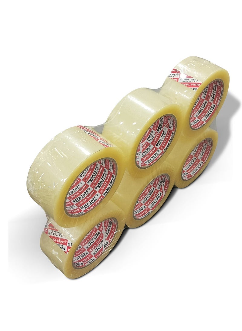 دورا أشرطة تغليف شفافة من ماركة Dura®، أشرطة تغليف شفافة بحجم 48 مم × 100 ياردة (91.44 م) × 6 قطع، لاصقة قوية للتغليف المنزلي والصناعي، الإغلاق والتجميع - Image 2