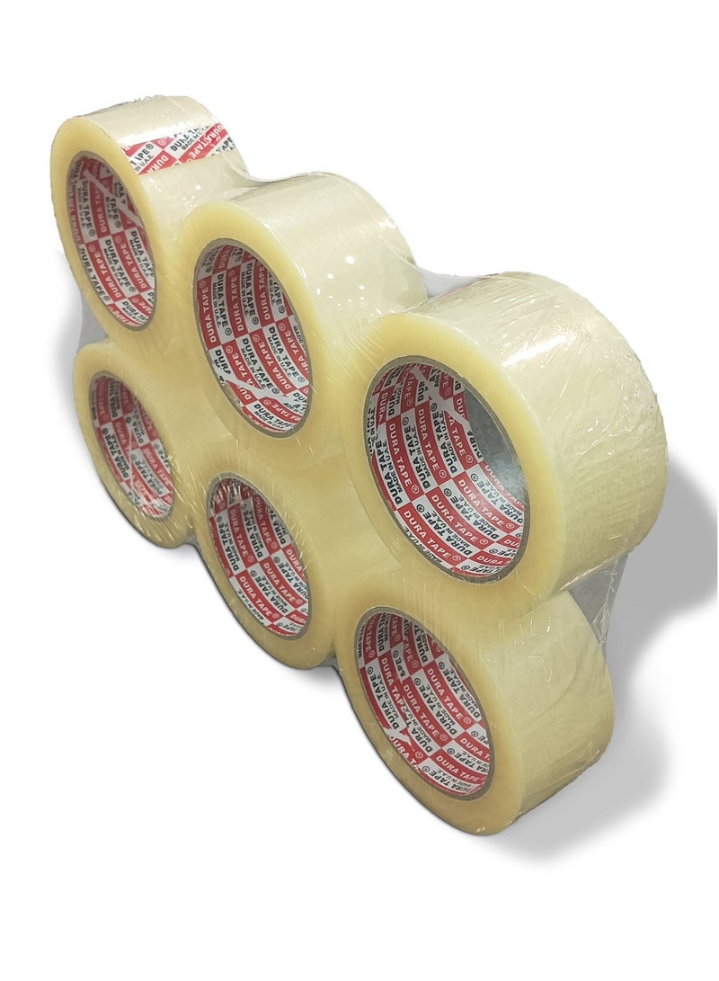 دورا أشرطة تغليف شفافة من ماركة Dura®، أشرطة تغليف شفافة بحجم 48 مم × 100 ياردة (91.44 م) × 6 قطع، لاصقة قوية للتغليف المنزلي والصناعي، الإغلاق والتجميع - Image 3