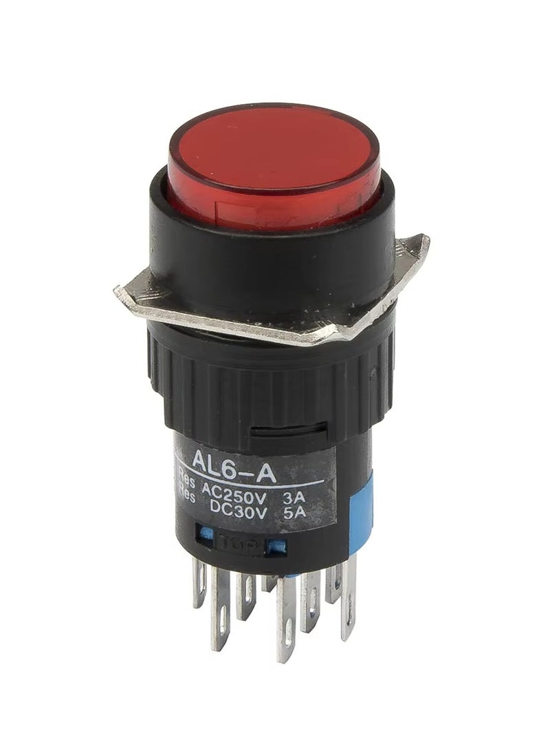 KNP AL6Y-A1 24V Red On-Off Round Push Button Switch is a compact illuminated switch designed for control circuits It features an easy-to-use push button mechanism making it ideal for on-off control in various electrical devices and panels. - Image 2