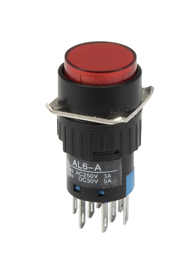 KNP AL6Y-A1 24V Red On-Off Round Push Button Switch is a compact illuminated switch designed for control circuits It features an easy-to-use push button mechanism making it ideal for on-off control in various electrical devices and panels. - Image 3
