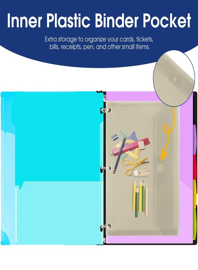INFUN 1 Inch 3-Ring Telescoping Project Organizer Binder,13 Pocket, Customizable Front Cover, 5 Colors Pocket Divider and Plastic Binder Pocket，225 Sheet Capacity-Blue - Image 5