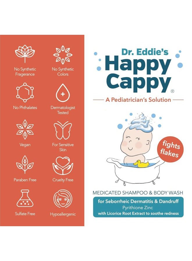 Happy Cappy شامبو وغسول الجسم الطبي لقشرة الرأس مع مشط - شامبو قشرة الرأس للأطفال، يساعد الرضع على التهاب الجلد الدهني، يقلل من القشور، مختبر من قبل أطباء الجلد، خالي من العطور - 8 أونصات سائلة - Image 3