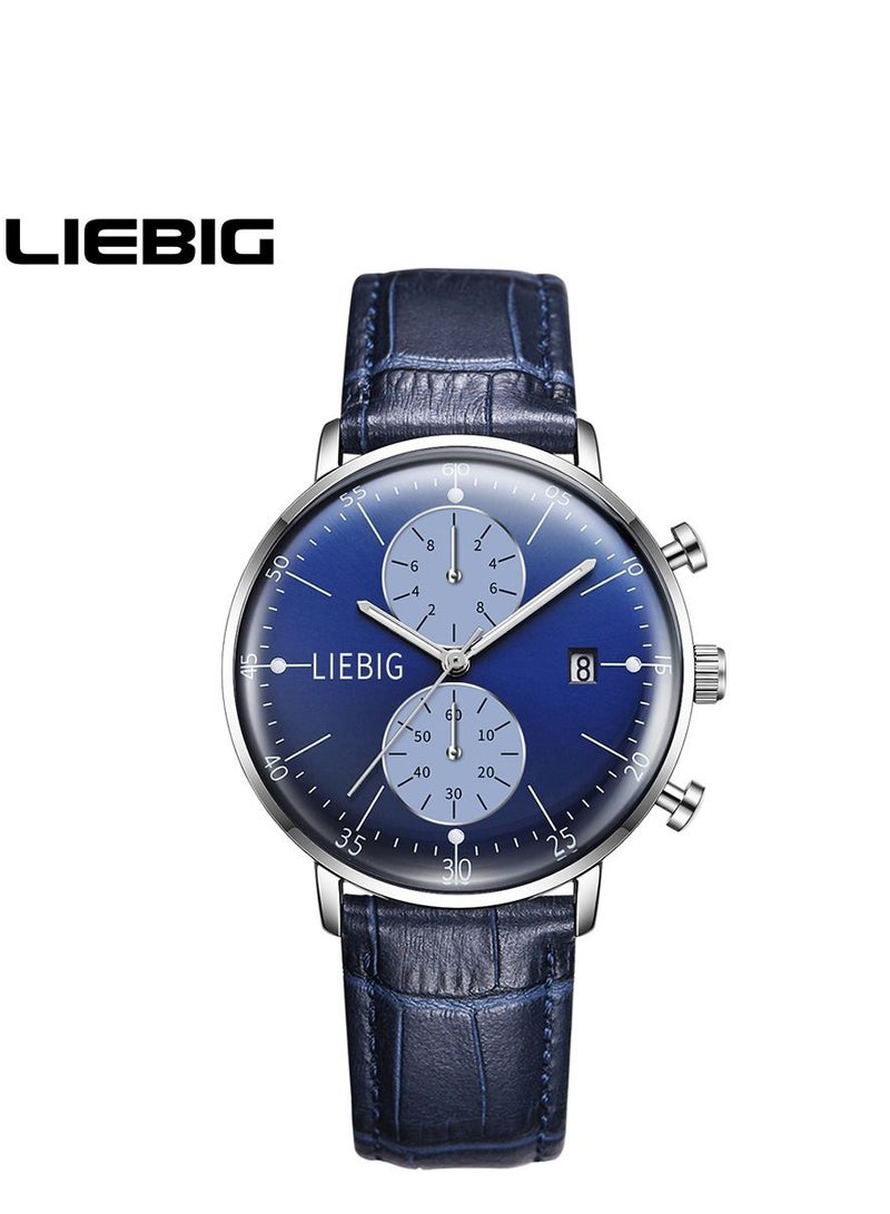 ليبيغ ساعة رجالية كوارتز بميناء مزدوج للعمل - مقاومة للماء والصدمات، سوار جلدية - هدية مثالية - Image 3