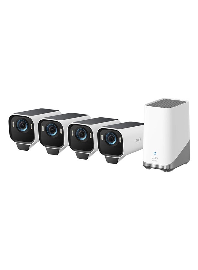 eufy Security eufyCam S3 Pro 4-Cam Kit Solar Security Camera Outdoor Wireless with Solar Panel, Colour Night Vision, 4K, Forever Power 2.0, Face Recognition AI, Expandable Local Storage No Monthly Fee - Image 1