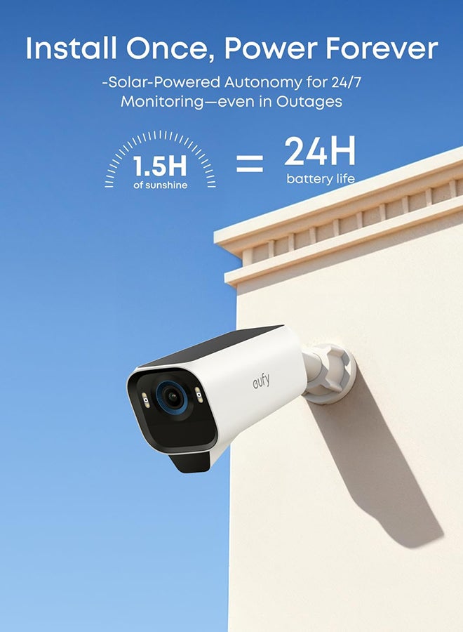 eufy Security eufyCam S3 Pro 4-Cam Kit Solar Security Camera Outdoor Wireless with Solar Panel, Colour Night Vision, 4K, Forever Power 2.0, Face Recognition AI, Expandable Local Storage No Monthly Fee - Image 2