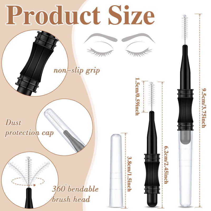 Romooa 100 Pcs Micro Eyebrow Brush with Cap Brow Lamination Eyelash Brow Brush Lash Filler Eyebrow Lift Tools for Eyelashes Extensions - Image 2