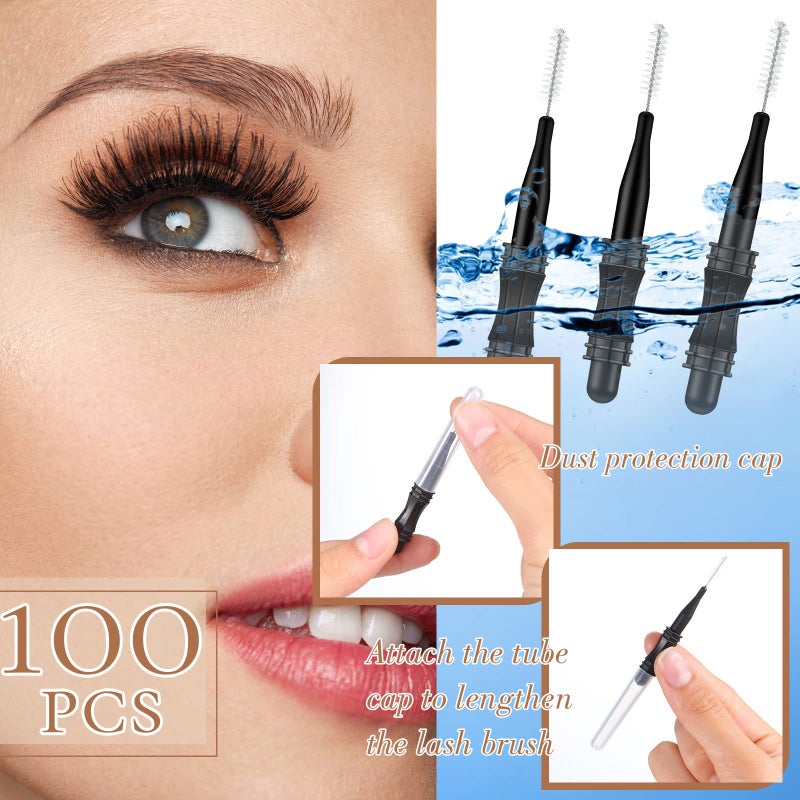 Romooa 100 Pcs Micro Eyebrow Brush with Cap Brow Lamination Eyelash Brow Brush Lash Filler Eyebrow Lift Tools for Eyelashes Extensions - Image 3