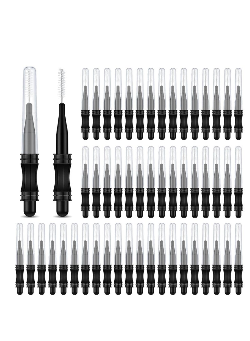 Romooa 100 Pcs Micro Eyebrow Brush with Cap Brow Lamination Brush Eyelash Brow Brush Lash Filler Eyebrow Lash Lift Tools for Eyebrows and Eyelashes Extensions (Black) - Image 1