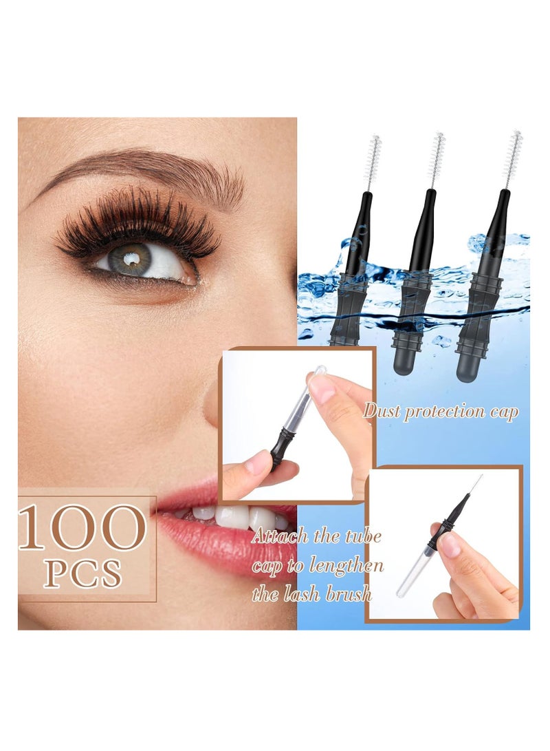 Romooa 100 Pcs Micro Eyebrow Brush with Cap Brow Lamination Brush Eyelash Brow Brush Lash Filler Eyebrow Lash Lift Tools for Eyebrows and Eyelashes Extensions (Black) - Image 2