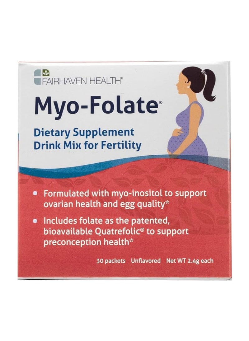 fairhaven health Myo-Folate Reproductive Health Support Drink Mix Unflavored 30 Sachets 2.4 g Each 