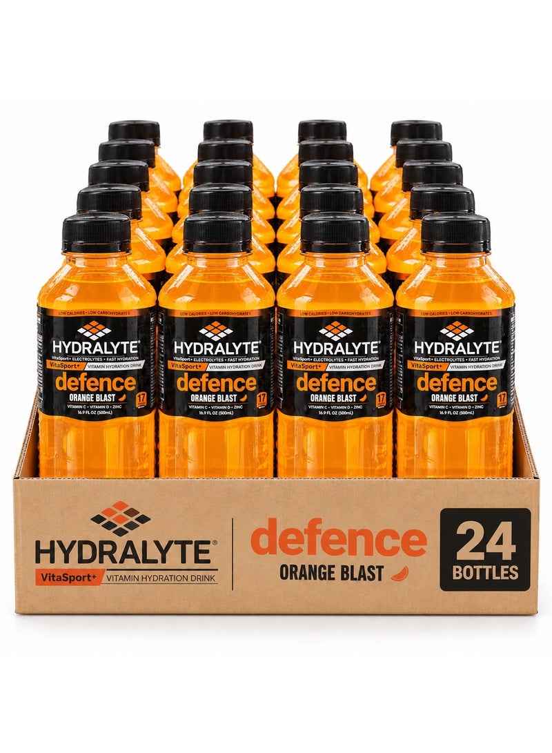 Hydralyte VitaSport+ Defence Hydration Drink, Orange Blast, 500ml Bottle with Electrolytes, Vitamin C, D & Zinc - Image 1