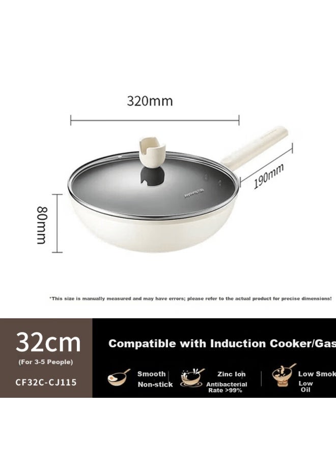 Joyoung 32cm Non-stick Antibacterial Frying Pan Multi-functional Household Pot Compatible With Induction Cookers With Lid - Image 1