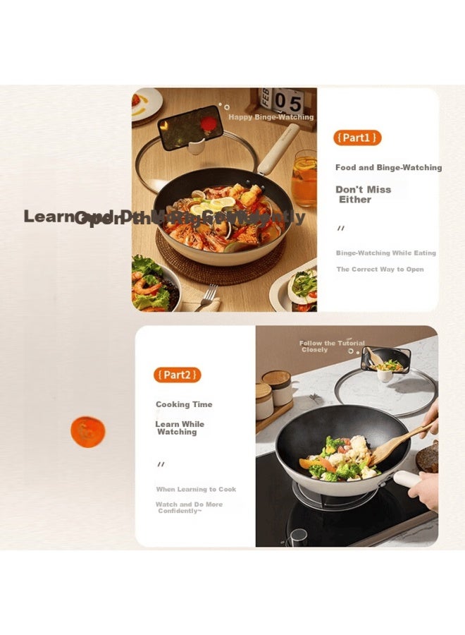 Joyoung 32cm Non-stick Antibacterial Frying Pan Multi-functional Household Pot Compatible With Induction Cookers With Lid - Image 2
