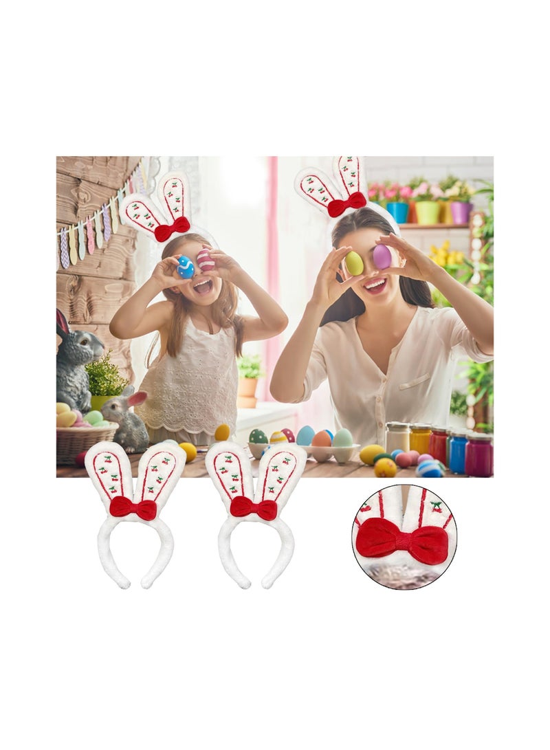 2PCS White Bunny Ears Headband - Rabbit Ears Headband - Bunny Costume Accessories - Bunny Ears for Kids and Adult, Party Masquerade Animal Theme Party - Image 2
