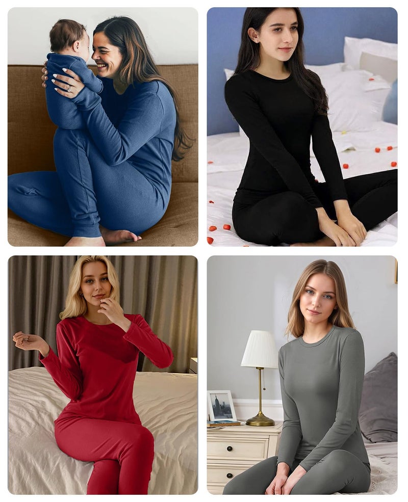 Sampeel Womens Thermal Underwear Cold Weather Heavyweight Base Layer 2 Piece Set Moisture Wicking Tights Long Johns Winter Accessories Clothes Grey XL - Image 5