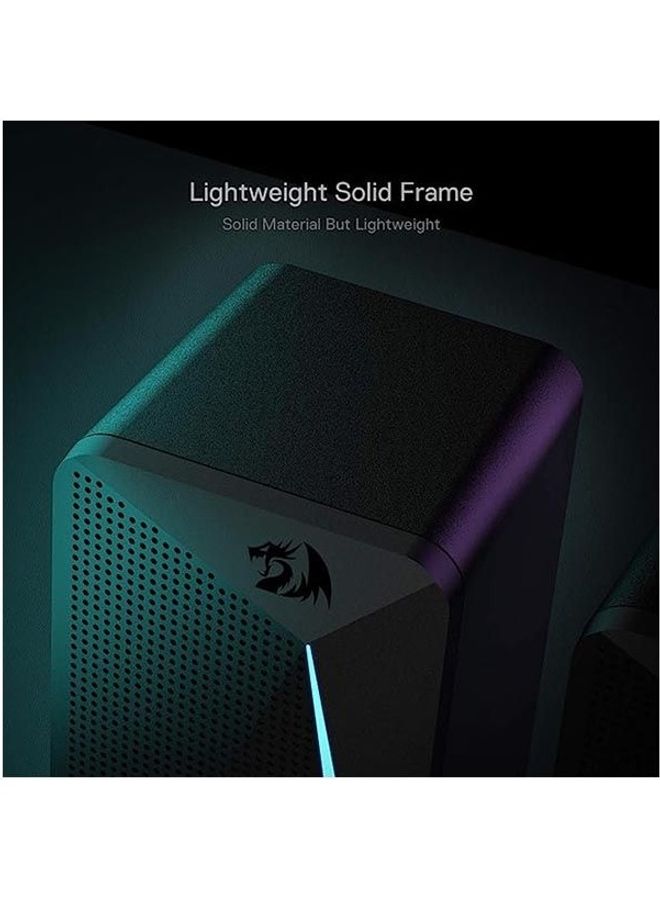 ريدراجون مكبرات صوت سطح المكتب GS510 Waltz RGB، مكبر صوت ستيريو للكمبيوتر الشخصي 2.0 قناة مع 4 أوضاع إضاءة خلفية LED ملونة، صوت جهير محسن وتحكم سهل في مستوى الصوت، يعمل بمنفذ USB مع كابل 3.5 مم - Image 4