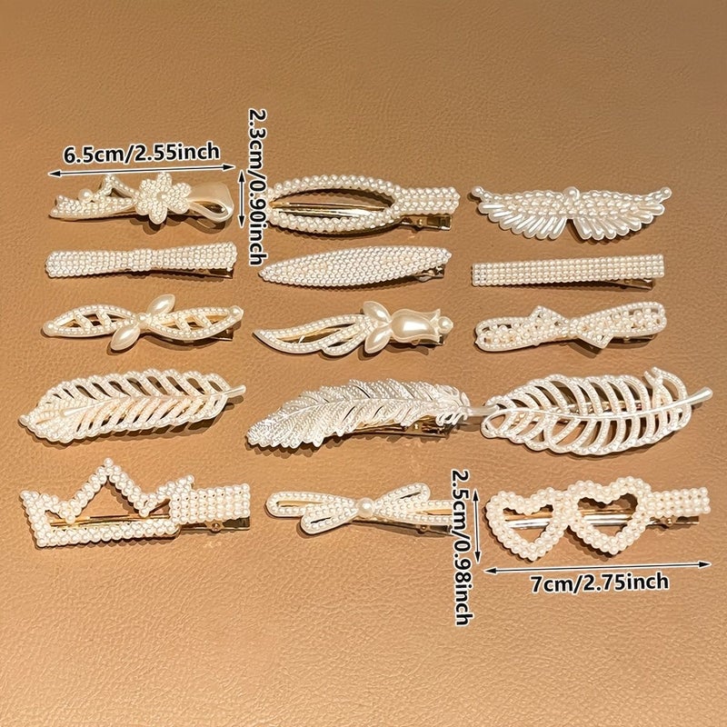 10pcs Imitation Pearl Hair Clips Set Elegant Geometric Barrettes For Women Daily Wedding - Image 4