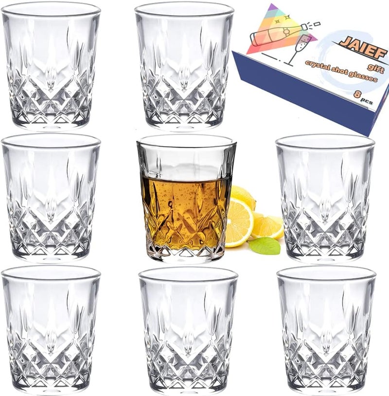 JAIEF 60ml Shot Glasses, Lead-Free Glass, Clear Heavy Base Shot Glass (Set of 8) - Image 1