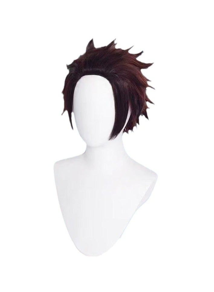 general Demon Slayer: Kimetsu no Yaiba Kamado Tanjiro cosplay wig exquisitely recreates the character's appearance to meet cosplay needs - Image 1