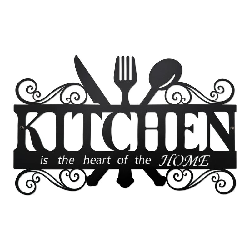 BiaGift Metal Kitchen Wall Decor,Kitchen Signs Decoraions For Wall,Rustic Kitchen Decor Sign,Country Farmhouse Decoration for Kitchen or Dining Room,13.8x8.8 Inches (Black),BiaGift1126-2 - Image 1