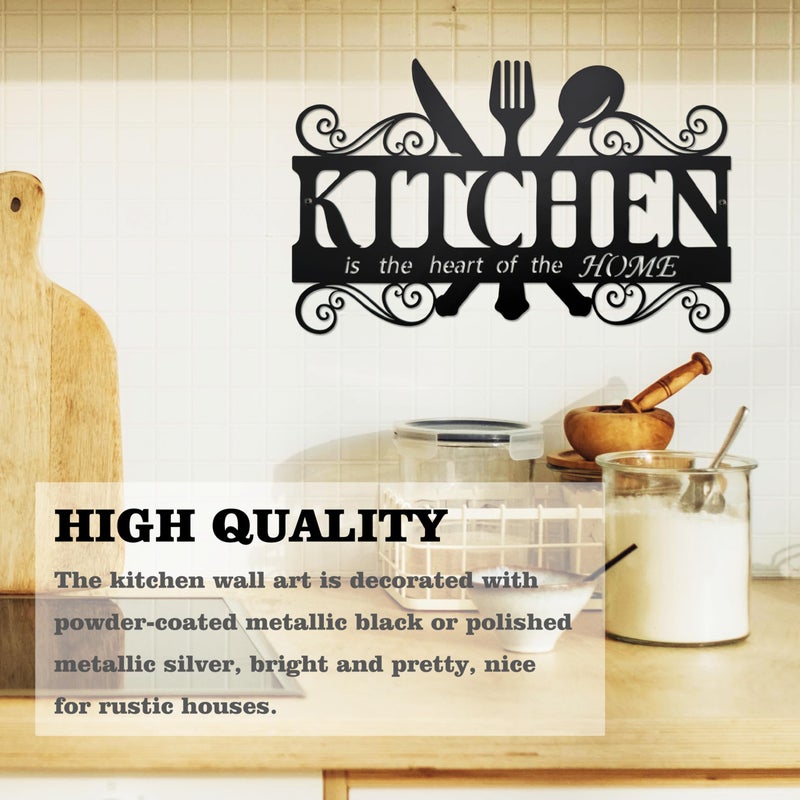 BiaGift Metal Kitchen Wall Decor,Kitchen Signs Decoraions For Wall,Rustic Kitchen Decor Sign,Country Farmhouse Decoration for Kitchen or Dining Room,13.8x8.8 Inches (Black),BiaGift1126-2 - Image 4
