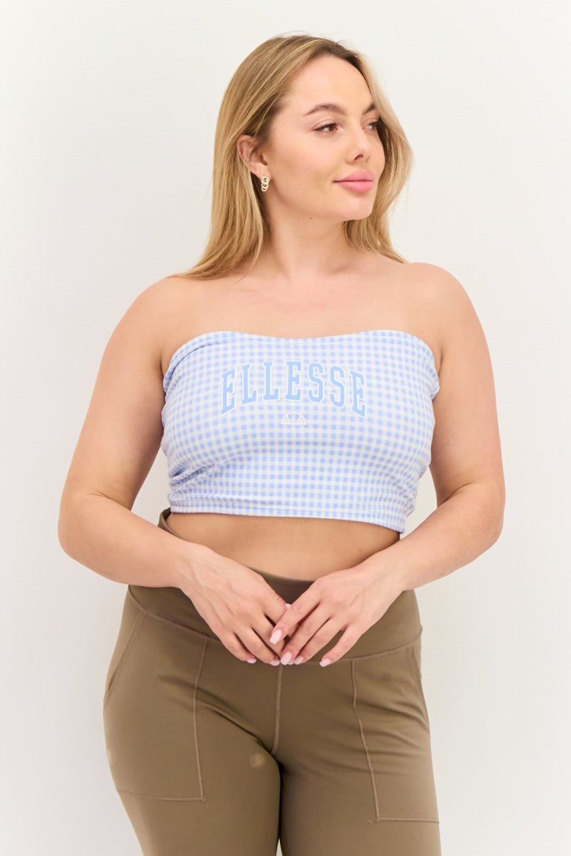 Ellesse Women Straight Across Strapless Brand Logo Tube Top, Light Blue - Image 1