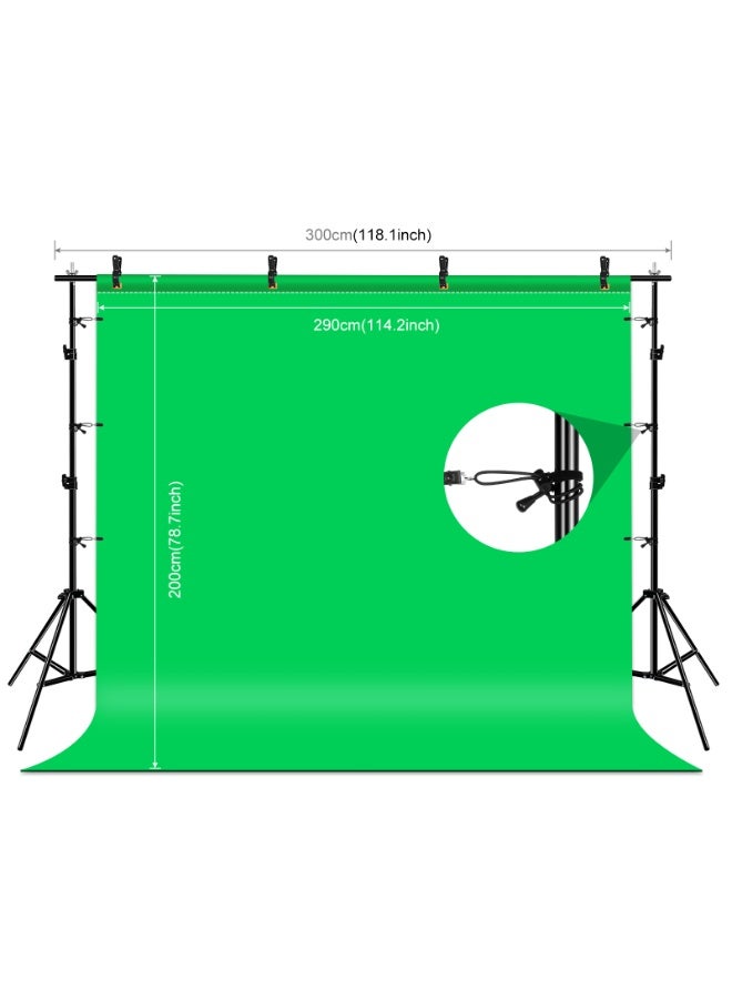 PULUZ Backdrop Stand 114.2x78.7 Inch(WxH) Photo Studio Adjustable Background Stand Support kit with 3 Backdrops(Red,Blue,Green),4 Crossbars, 4 Clips, 1 Carry Bag for Parties, Events Decoration, Wedding, Photography，Video Shooting - Image 2