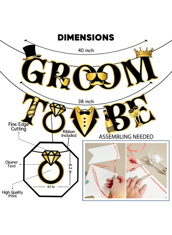 Zyozique Bachelor Party Decorations, Groom To Be Decorations, Groom To Be Cake Topper and Paper Banner,Bridal Shower Future Groom Future Mr Pre-Wedding Party Decorations Supplies Favors (Pack of 27) - Image 3