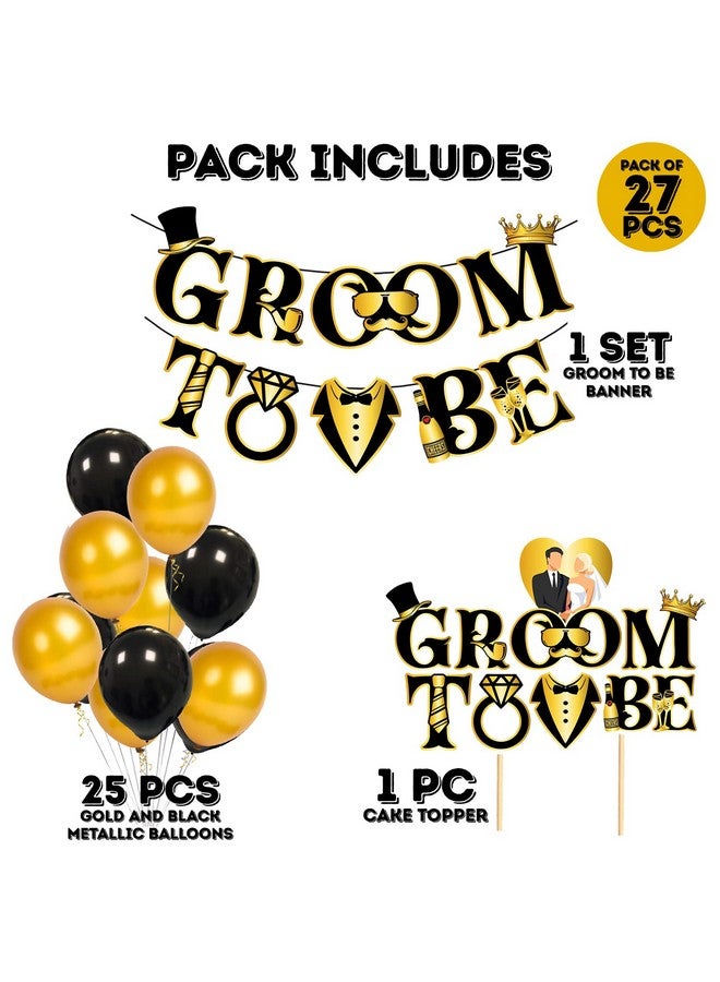 Zyozique Bachelor Party Decorations, Groom To Be Decorations, Groom To Be Cake Topper and Paper Banner,Bridal Shower Future Groom Future Mr Pre-Wedding Party Decorations Supplies Favors (Pack of 27) - Image 2