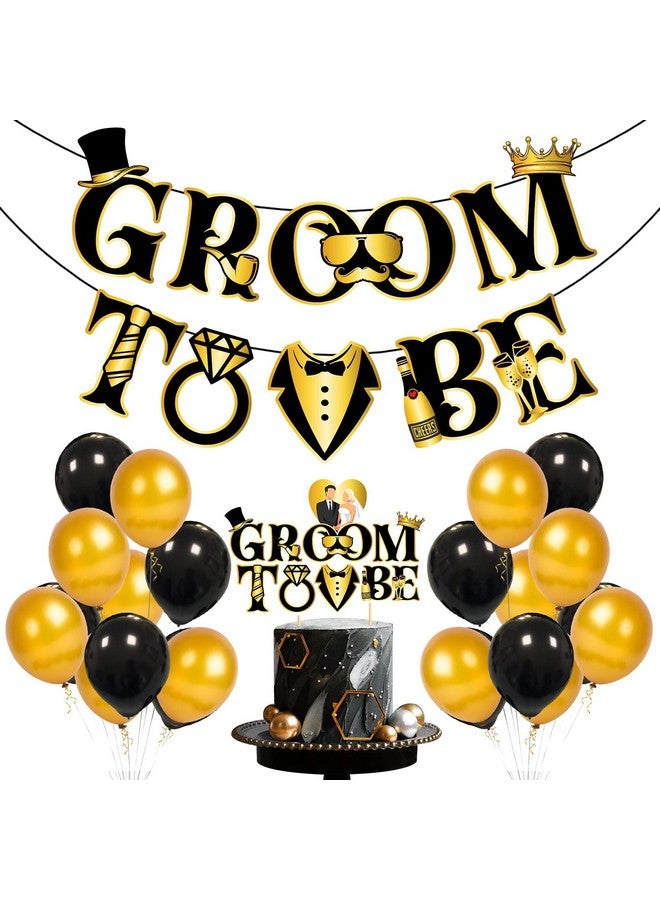 Zyozique Bachelor Party Decorations, Groom To Be Decorations, Groom To Be Cake Topper and Paper Banner,Bridal Shower Future Groom Future Mr Pre-Wedding Party Decorations Supplies Favors (Pack of 27) - Image 1