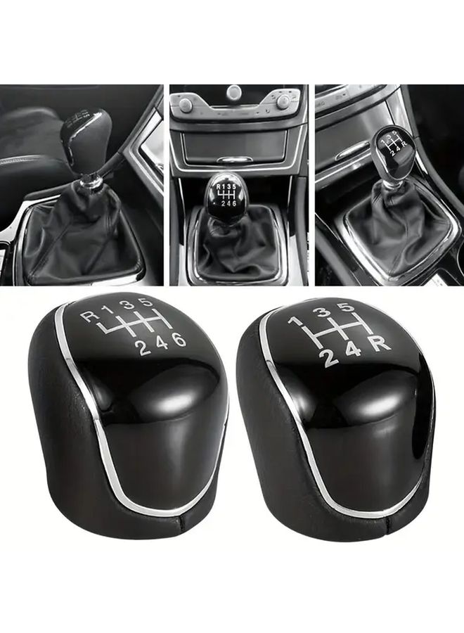 6 Speed Faux Leather Car Shifter Knob Ergonomic R Design Non Slip Thread Easy Installation - Image 1