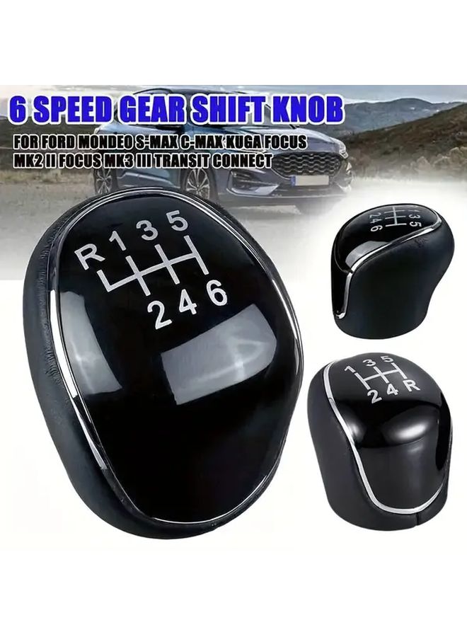 6 Speed Faux Leather Car Shifter Knob Ergonomic R Design Non Slip Thread Easy Installation - Image 3