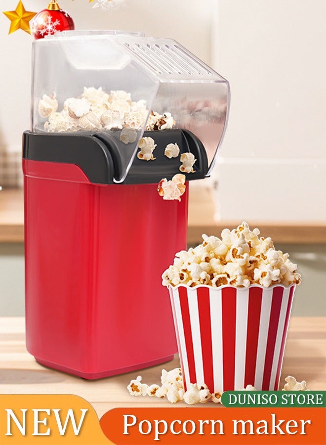 DUNISO Hot air popcorn machine, home mini children's DIY electric popcorn machine, non stick inner pot, no need for oil and water, suitable for families, cafes, restaurants, and gatherings, red - Image 1