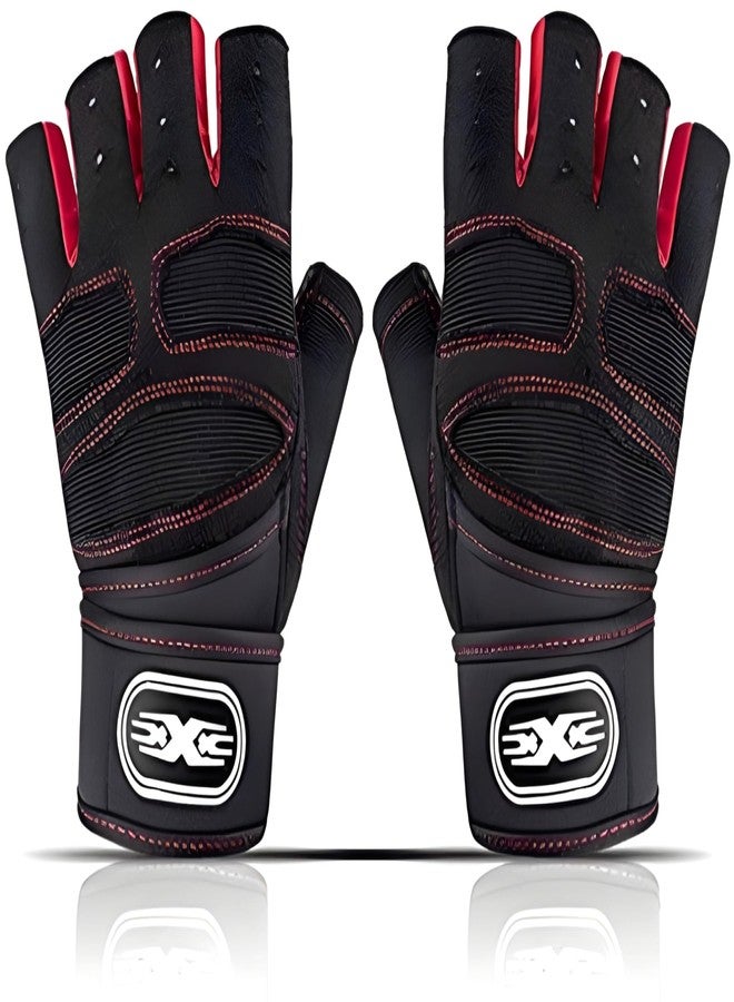 PULSEIT GripGloves Weightlifting Gloves with 12" Wrist Wrap Support for Men & Women | Gym Workout Gloves for Powerlifting, Crossfit, Strength Training, Heavy Lifting & Fitness (Black) (M) - Image 1