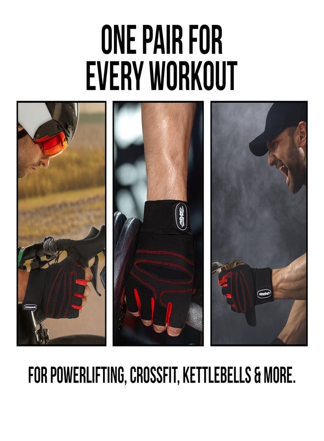 PULSEIT GripGloves Weightlifting Gloves with 12" Wrist Wrap Support for Men & Women | Gym Workout Gloves for Powerlifting, Crossfit, Strength Training, Heavy Lifting & Fitness (Black) (M) - Image 5