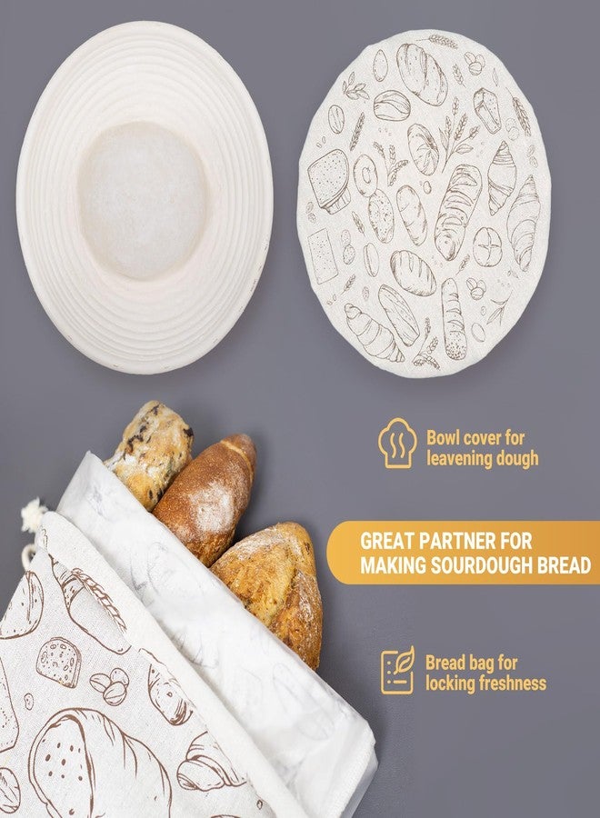 Verigud Large Reusable Linen Bread Bag and 10'' Bowl Cover with Plastic Liners for Bread Storage & Sourdough Proofing - Image 5