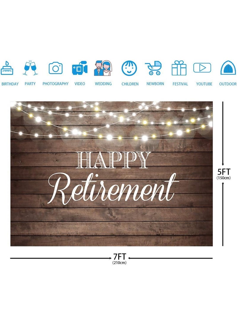 Ticuenicoa Happy Retirement Backdrop 7x5ft  Shimmering Lights  Wooden Photo Background for Retirement Party Decorations  Photo Booth Props  - Image 5