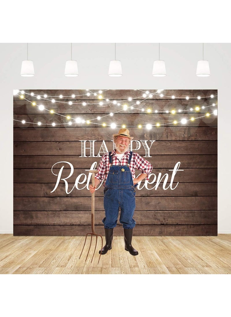Ticuenicoa Happy Retirement Backdrop 7x5ft  Shimmering Lights  Wooden Photo Background for Retirement Party Decorations  Photo Booth Props  - Image 3