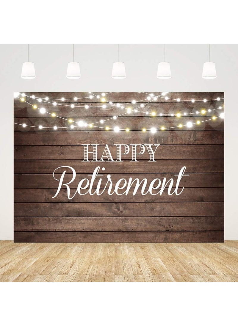 Ticuenicoa Happy Retirement Backdrop 7x5ft  Shimmering Lights  Wooden Photo Background for Retirement Party Decorations  Photo Booth Props  - Image 1